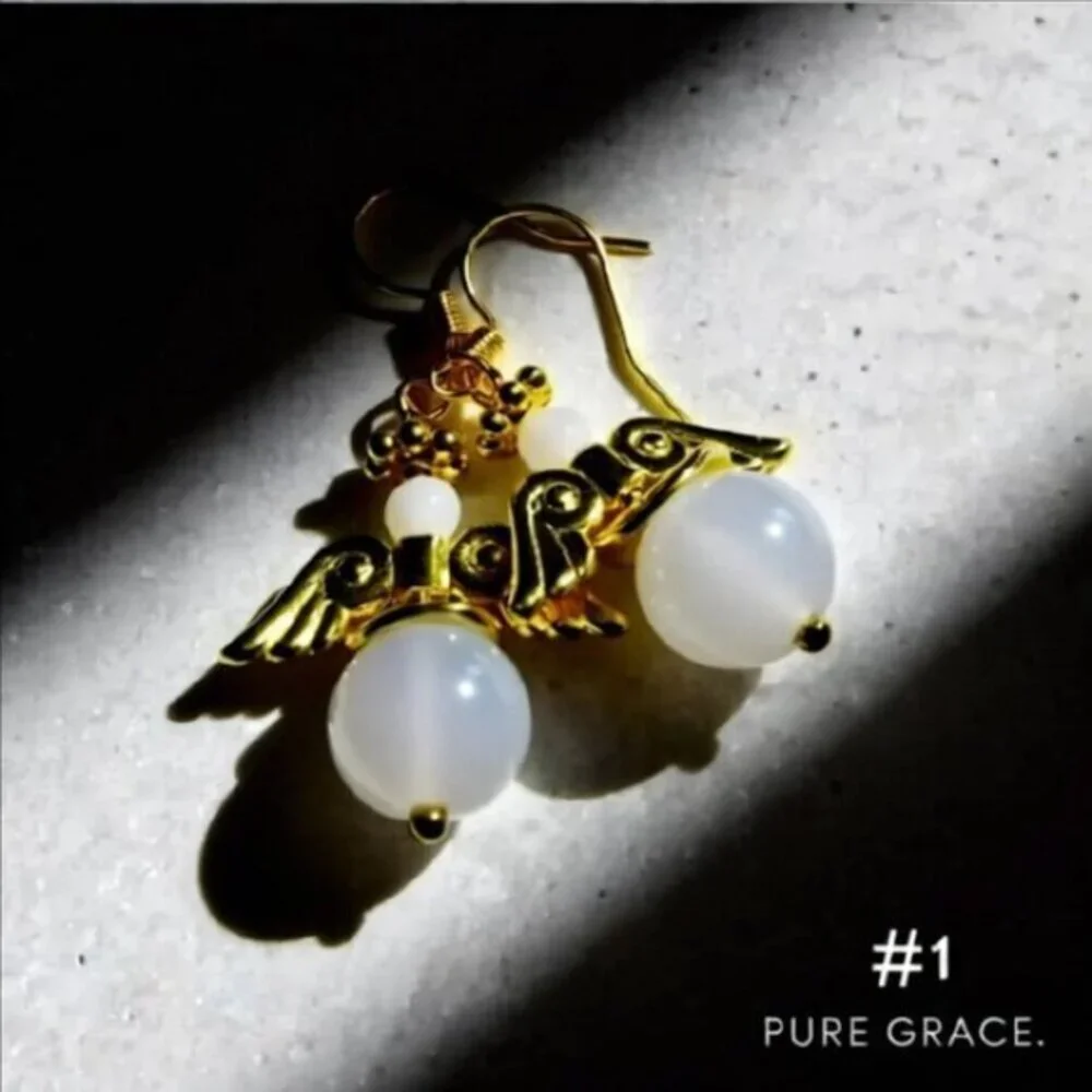 SWEET! Guardian Angel Earrings! White Angels Wings!